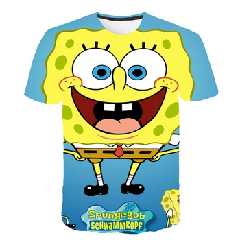 Ir 2021. Smieklīgi Sūklis Bērnu T-Krekls Zēniem Vasaras Drukāšana 3D Apģērbu Girls Karikatūra Unisex Topi Samazināt Bērnu Tees Bērniem Īsām Piedurknēm