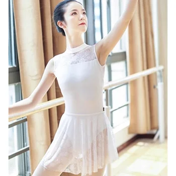 Ir 2021. Songyuexia Jaunu Kokvilnas Spandex Bez Piedurknēm Leotard Ballet Uzvalks Sexy Mežģīņu Stends Apkakles Atklātu Atpakaļ Sievietēm Pieaugušo Meiteņu Deju
