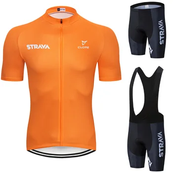 Ir 2021. STRAVA apelsīnu Riteņbraukšana Jersey Ātri Sausas Bikses, kombinezoni ar Krūšdaļu Uzstādīt 19.D Pad Ropa Ciclismo uniformes Maillot MTB Velosipēds Apģērbi Sporta