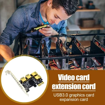 Ir 2021. Stāvvadu USB 3.0 PCI-E Express 1x, Lai 16x Stāvvadu Kartes Adapter PCIE 1 Līdz 4 Slots, PCIe Portu Reizinātājs Karti BTC Bitcoin Miner