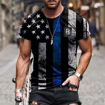 Ir 2021. Vasaras Amerikāņu Karogu 3D Drukas Vīriešiem Gadījuma Modes T-krekls Apaļu Kakla Zaudēt Lielajam Muskuļu Streetwear Apģērbu Cilvēka Tshirt