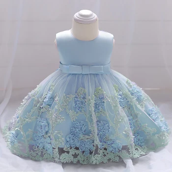 Ir 2021. Vasaras Baby Girl Dress Princese Kleita Kristību Kleita Baby Girl Apģērbu 2 1 Gadu Dzimšanas Dienas Svinības, Kāzu Kleitu Ziedu