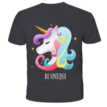 Ir 2021. Vasaras Bērnu T-krekls 3d Drukāšanas Unicorn Karikatūra Varavīksnes Īsām piedurknēm Topi Par Zēnu Un Meiteņu Topi, T-krekli