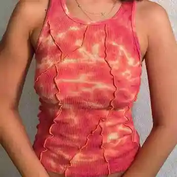 Ir 2021. Vasaras Gadījuma Kaklasaites Krāsu Drukas Izšūšanas Kultūru Tops bez Piedurknēm Sievietēm Pie Pleca Trikotāžas Tvertnes Augšpusē Sieviešu T-krekls Sexy Topi, Vestes