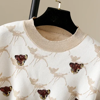 Ir 2021. Vasaras Jaunā Modes Dizainera Zīmola Izšūšana Adīt Topi Luksusa Apģērbu Džemperis Gadījuma Sievietēm Brīvs Džemperis