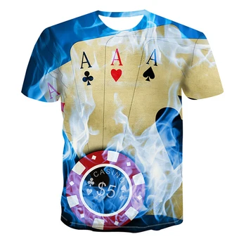 Ir 2021. Vasaras Modes Īsām Piedurknēm Radošie Hip Hop Vīriešu T-Krekls Pokera Sirds K Drukas T O-Veida Kakla Ātri Sausas Jaunatnes Iela Topi