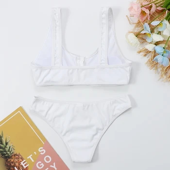 Ir 2021. Vasaras Sexy Bikini Komplekts Baltā Krāsā Dizainers Luksusa Iespiesti Peldkostīmi Divas Gabals Peldkostīmu Peldkostīms Beachwear