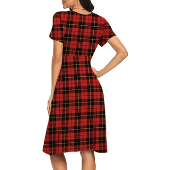 Ir 2021. Vasaras Sievietes Kleitu Modes Dot Leopard Pleds Daisy Printed Kleita Gadījuma Comfy V-veida Kakla Kabatas Īsām Piedurknēm Gara Kleita платье