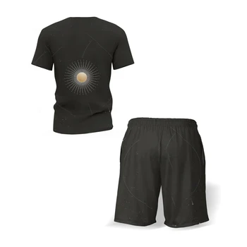 Ir 2021. Vasaras Vīriešu komplekti, T-krekls + Šorti 2 Jaunas Personības Īsām Piedurknēm Retro Apaļu Kakla Sports Top Tendences 3D Drukāšanas Šorti