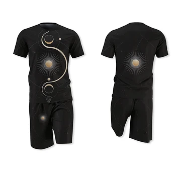 Ir 2021. Vasaras Vīriešu komplekti, T-krekls + Šorti 2 Jaunas Personības Īsām Piedurknēm Retro Apaļu Kakla Sports Top Tendences 3D Drukāšanas Šorti