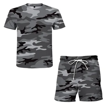 Ir 2021. Vasaras Vīriešu Set Print T-Krekls Pludmales Šorti Divas Gabals Komplekti Modes Vīriešu Apģērbu Plus Lieluma Āra Fitnesa Darbojas Komplekti