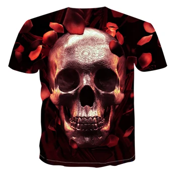 Ir 2021. Vasaras Vīriešu T-krekls Gadījuma O-veida kakla Īsām Piedurknēm T-krekls Top Hip Hop Stila Apģērbu Modes Iela Galvaskausa Kostīmu Galvaskausa 3D Pri