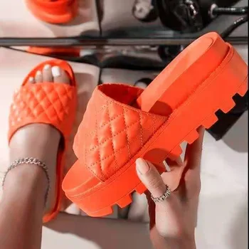 Ir 2021. Vasaras Čības Modes Jaunas Sarkanas Sandales Atvērtu Purngalu Austi Sandales Papēža Bieza Sandales Āra Pludmales Sieviešu Sandales platformas