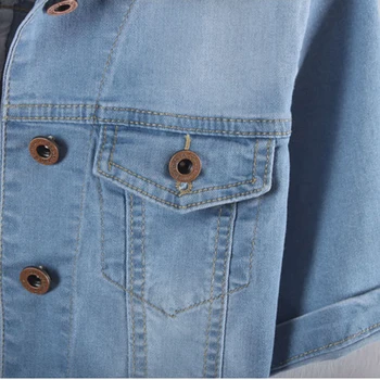 Ir 2021. Vasaras īsām piedurknēm džinsa jaka jaka sievietēm, savukārt, apkakles īss slim džinsu mētelis