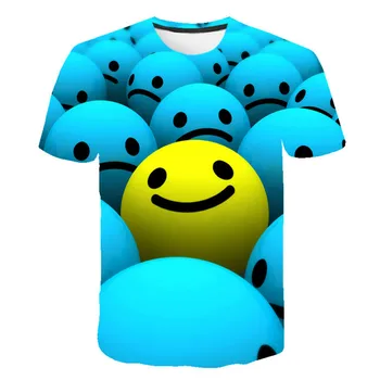 Ir 2021. Vasarā Bērni 3D Drukāšanas Krāsains Smiley Sejas Pareizrakstības Modelis Ātri Žāvēšanas Apģērbu Zēni Meitenes Īstermiņa SleeveT-Krekls