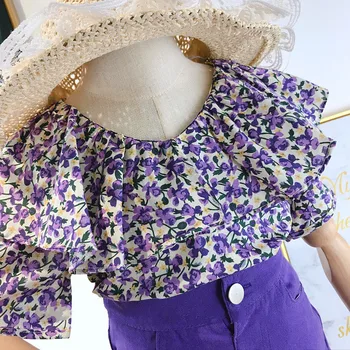Ir 2021. Vasarā Jaunu Meiteņu Apģērbu Komplekti Modes Mežģīņu Ziedu Blūze+ Soma Svārki 2gab Uzvalks Princese Toddler Baby Kids Bērnu Apģērbu