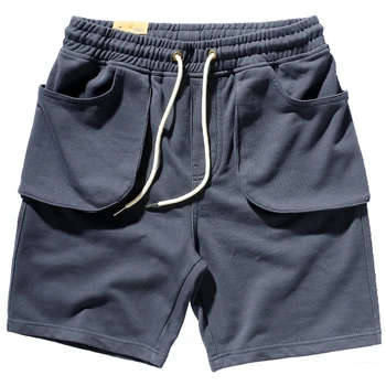 Ir 2021. Vasarā Jaunu Multi Pocket Sporta Bikses Vīriešu Modes Capri Elastīgs Viduklis Aukliņu Irdenas Trikotāžas Frotē Gadījuma Bikses