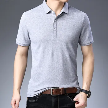 Ir 2021. Vasarā Jaunu Vīriešu Atloks, Pērļu Kokvilnas tīrtoņa Krāsu Slim-Fit Īsām Piedurknēm T-krekls Modes vienkrāsainu Gadījuma T-krekls