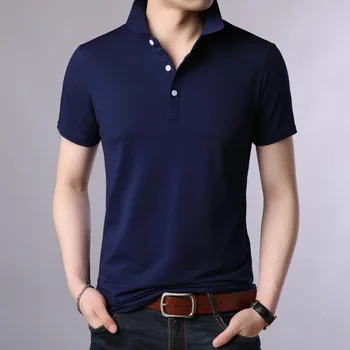Ir 2021. Vasarā Jaunu Vīriešu Atloks, Pērļu Kokvilnas tīrtoņa Krāsu Slim-Fit Īsām Piedurknēm T-krekls Modes vienkrāsainu Gadījuma T-krekls
