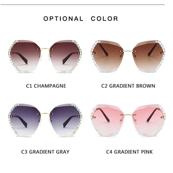 Ir 2021. Vintage Retro Saulesbrilles Sieviešu Vīriešu Modes bez apmales Brilles Rozā Slīpums Saules Brilles Sievietēm UV400 Toņos Oculos
