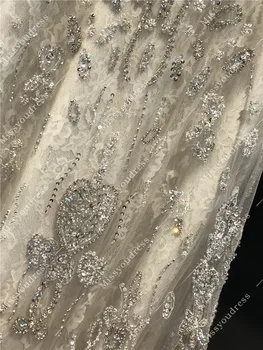 Ir 2021. вечерние платья Nekustamā Attēlus Pelēks ar Sudraba Smago Krelles Grīdas-Garums Balli Puse Līgavas Sieviešu vakartērpi