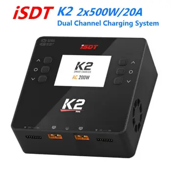 ISDT K2 AC 200W DC 2x500W 20A Dual Channel Līdzsvaru Lipo Lādētāju Discharger par Dzīvi Lilon LiPo LiHv Pb NiMh Pb Akumulators