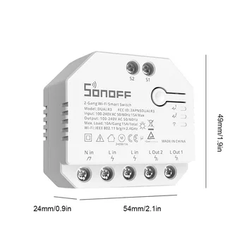ITEAD SONOFF DUAL R3 2 Banda Dubulto Releju Modulis DIY MINI Smart Switch Enerģijas Uzskaites Kontroli, izmantojot eWeLink Alexa, Google Smart Home
