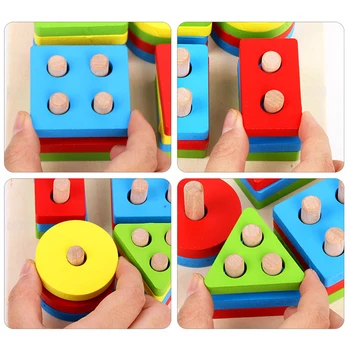 Izglītojošas Koka Rotaļlietas Bērniem Agrīnās Mācīšanās Montessori Rotaļlietas Izmantot Rokās-par spēju Ģeometriskas Formas Matching Games Zēns