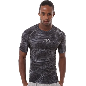 J1815-Treniņu fitnesa vīriešiem ar Īsām piedurknēm t krekls vīriešiem siltuma muskuļu kultūrisms valkāt Elastīgās kompresijas Slim izmantot apģērbi