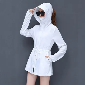 Jaka Sievietēm Balts M-4XL Plus Lieluma Izjādes Sauļošanās Mētelis 2019 Jauno Vasaras korejas Ultra-plānas UV Aizsardzību, Apģērbs Feminina LD921