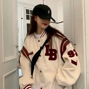 Jaka Sieviešu Žaketes Lielgabarīta Beisbola Punk Drēbes Rudens/ziemas Jaunas Drēbes, korejiešu Studenti Sabiezējumu Plus Samta sporta Krekls