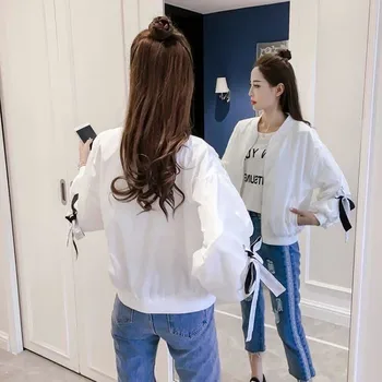 Jakas Sieviešu Loku Cietā Vienkārši Stāvēt Apkakles Rāvējslēdzēju Atpūtas All-atbilstība Studentu korejiešu Stilā Harajuku Jauki Stilīgs, Elegants Outwear