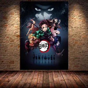 Japāņu Anime Demon Slayer Audekla Gleznu Plakātu Izdrukas, Mājas Dekoru, Sienas Mākslas Pictuer Guļamistaba, Dzīvojamā Istaba Bērniem Cuadros Bez Rāmīša