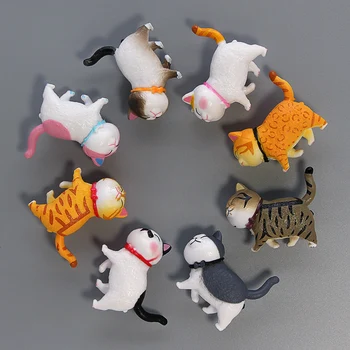 Japāņu kaķēns kombinācija, ledusskapis suvenīru kolekcija dāvanas cute maz kaķis, ledusskapis magnēti dzīvnieku dzeltens melns balts kaķis