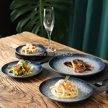 Japāņu stila Galda Retro Mājas Makaroni Brokastis Plāksnītes Speciālās Dzīvoklis Plate Ēdiens Radošo Neto Red Restorāns Rietumu SteakPlate