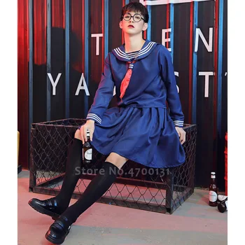Japāņu Stila Jūrnieks Navy Vienotus Gothic Vīrieši Sievietes Puses Anime Cosplay Kostīmu Students Skolas JK Uzvalka T-krekls Kroku Svārki