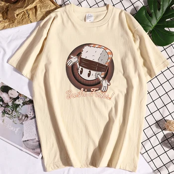 Japāņu Suši Print T-Krekls Sieviešu ir Hipster Ērti, Elpojoši Krekli plāna Sadaļu, Streetwear Gadījuma Zīmola T Krekls Sievietēm
