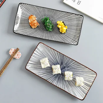 Japāņu Taisnstūra Taisnstūra Brokastis Suši Uzkodu Maizes Deserta Kūka Plāksnes Vakariņas Porcelāna Trauki Dekoratīvie Pārtikas Paplātes