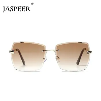 JASPEER bez apmales Saules Brilles Sievietēm Laukumā Saulesbrilles Vīriešiem UV400 Toņos Bezrāmju Vintage Modes Briļļu