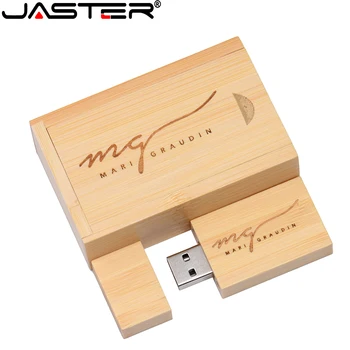 JASTER Bezmaksas custom logo USB flash drive koka USB & lodziņā pen drive 128GB pendrive 64GB atmiņas karti memory stick fotogrāfijas kāzu dāvanu