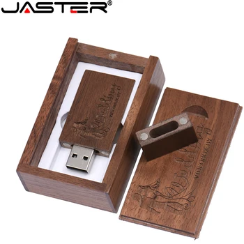 JASTER Bezmaksas custom logo USB flash drive koka USB & lodziņā pen drive 128GB pendrive 64GB atmiņas karti memory stick fotogrāfijas kāzu dāvanu