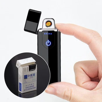 JAUNAS Elektriskās Šķiltavas USB Uzlādes Touch Kontroli Vieglāks Portatīvo Pretvēja Šķiltavas LED Strāvas Indikators Cigarešu Aksesuāri
