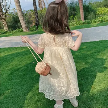 Jaunas Ielidošanas Vasarā Ir 2021. Bērnu Apģērbu Salds Princese Kleita Meitene Modes Mežģīnes, Izšuvumi Baby Meitenes Kleita