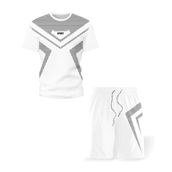 Jaunas vasaras 2021 vīriešu gadījuma valkāt 3D darbojas fitnesa sporta dienas apaļu kakla īsām piedurknēm + šorti sporta tērps