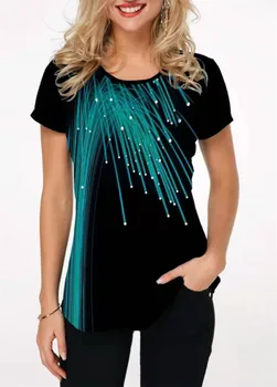 Jaunas Vasaras 3D Drukas Sieviešu T-Krekli ar Īsām Piedurknēm Modes Tee Zilā Gadījuma Mīksti Topi Slīpums Sieviešu Ielu T-Krekls Plus Izmēra 5XL