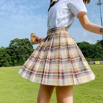 Jaunas Vasaras Dāmas Svārki Ir 2021. Augsta Vidukļa Meitenes Kroku Svārki korejiešu Japāņu Stila Gadījuma Salds Pleds Mini Svārki Sievietēm