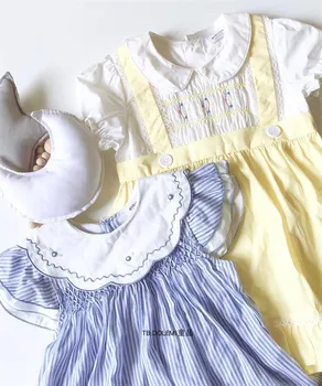 Jaundzimušais zīdainis, bērnu vasaras kleita vintage stila dizainu, baby meitenes boutique bērniem vasaras kleitas