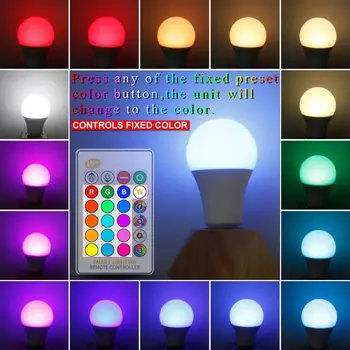 Jauni 1GAB E27 85-265V RGBW LED Spuldze 3W Gaismas 5W 10 W, 15 W RGB Lampas Maināms Krāsaina RGB LED Lampa Ar Tālvadības Dropshipping