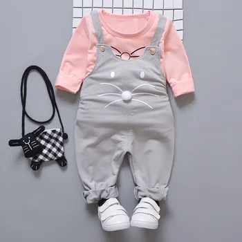 Jauno Modes Jaukās Meitenes Tērpi Bērniem, Multiplikācijas Apģērbu Komplekti Bērnu T-krekls ar Lencēm 2gab/komplekti Pavasara qf04