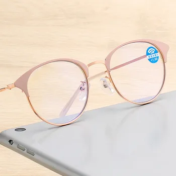 Jauno Modes Kārta Lasīšanas Brilles Rāmis Sievietēm, Vīriešiem Vintage Classic Metāla Anti-zila Gaisma Hyperopia Brilles +1.0 Līdz +4.0